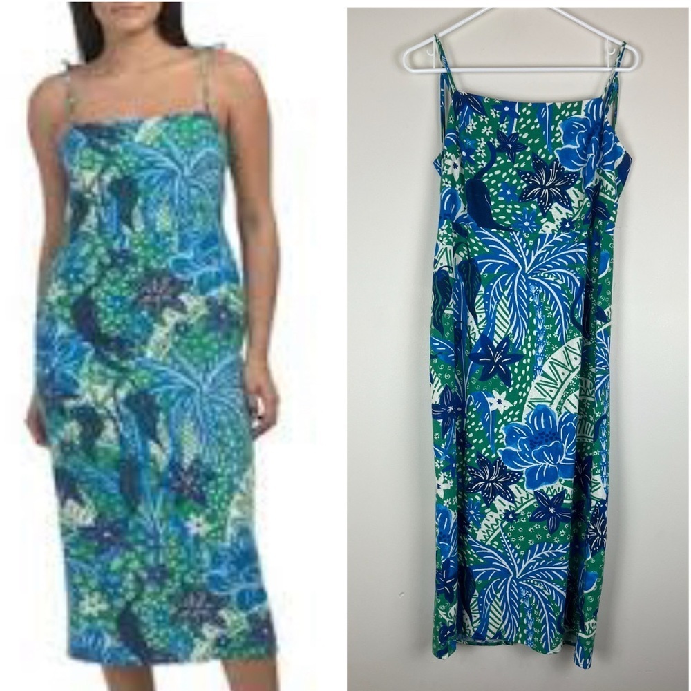 RACHEL ZOE Jungle Panther Print Linen Blend Midi Dress size Medium
